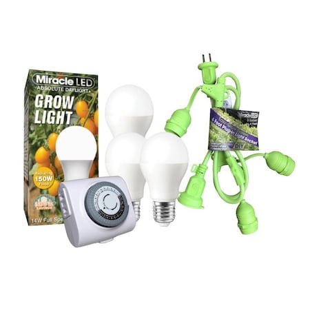 Miracle Led Full Spectrum Three Socket Absolute Daylight PLUS Light Fixture, Timer, 3PK 802994